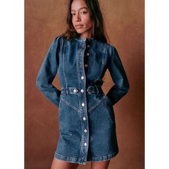 Sezane Dresses & Skirts - NWT Seźane Alberta Dress Denim Blue 44 XL